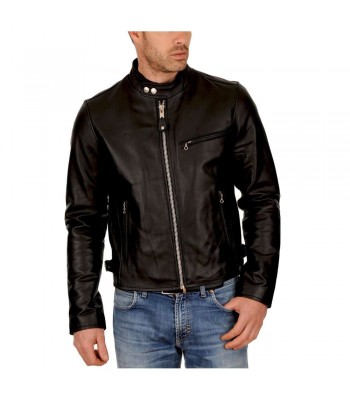 Men Leather Biker Jacket Slim Fit Motorcycle Genuine Lambskin Jacket 